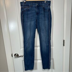 MAC Dark Wash Denim Beaded & Fringe Jeans Stretch Women’s‎ Size 10 Embelished